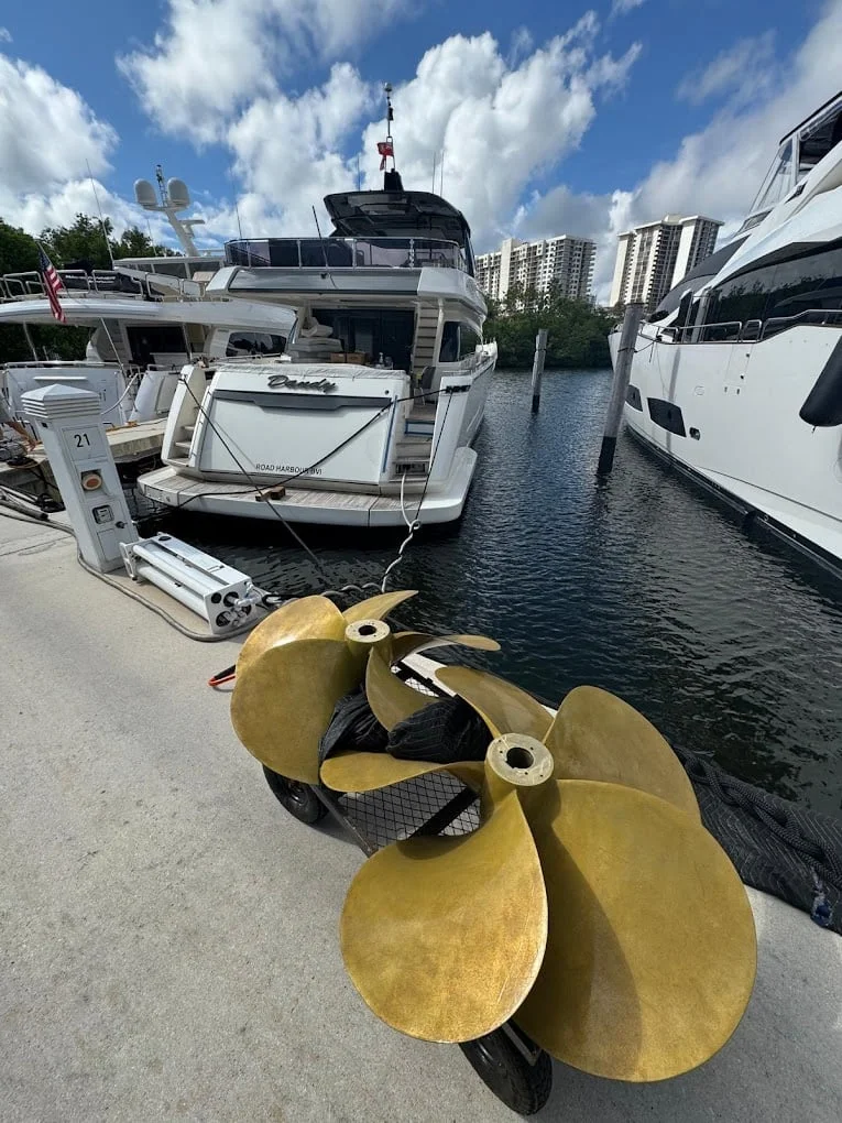 Florida Propeller Repair propellers dockside beside yachts
